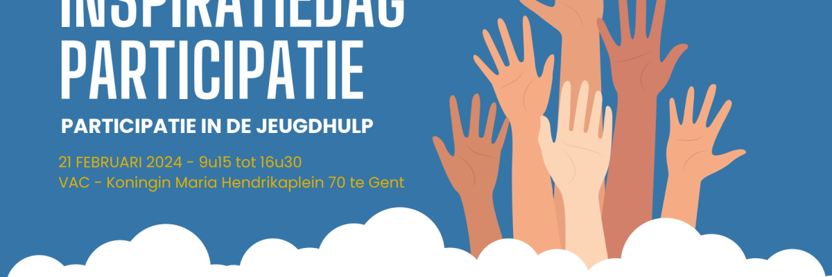 Affiche ter aankondiging van de inspiratiedag participatie. "Laat je inspireren door goede praktijken."