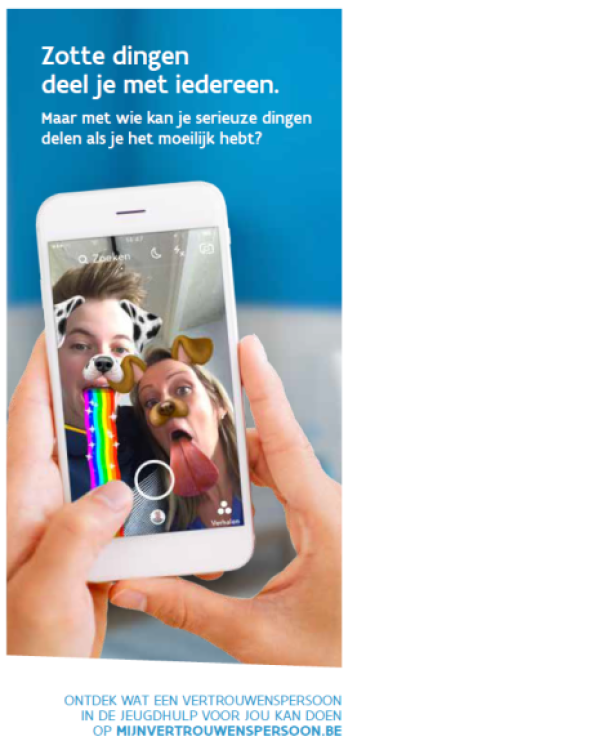 snapchatfoto van een jongere met zijn vrouwelijke vertrouwenspersoon